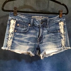 AE side crochet shorts